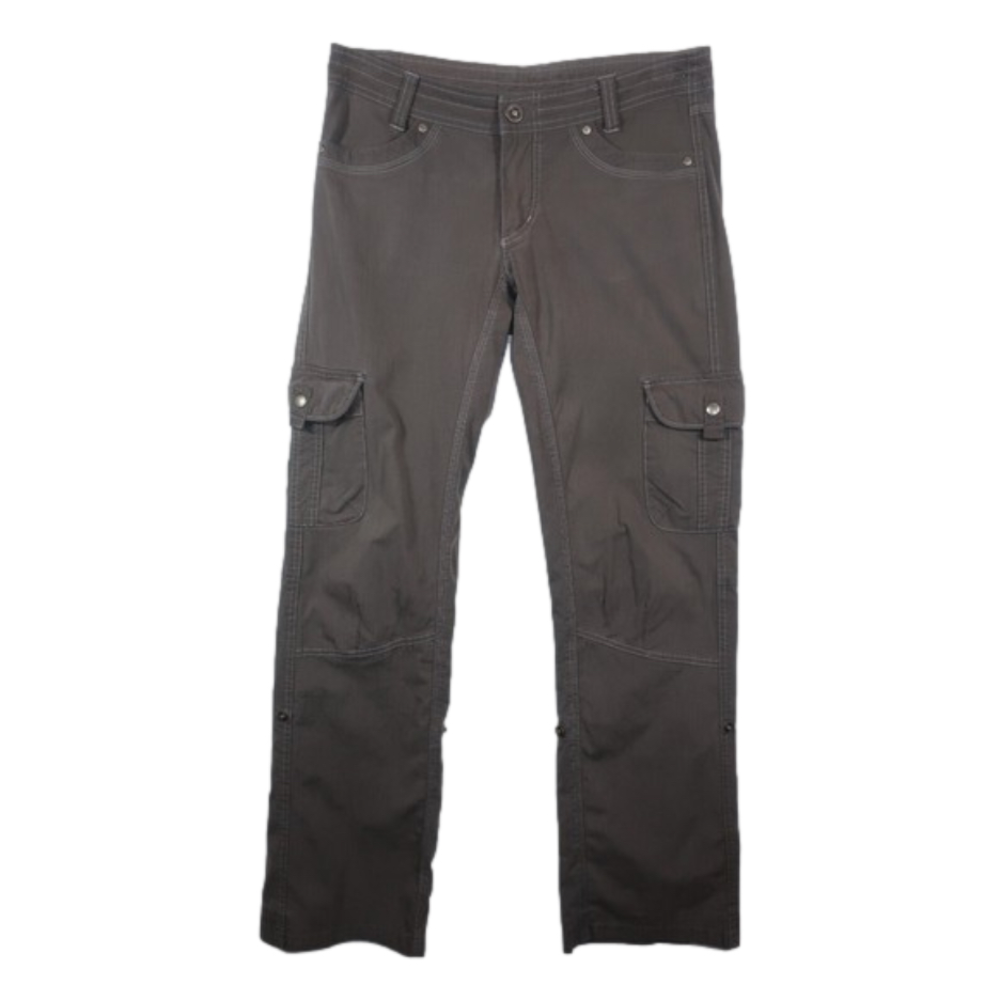 Kuhl Splash Roll Up Cargo Pants Breen Brown Gray Size 4 Climbing Hiking Snaps